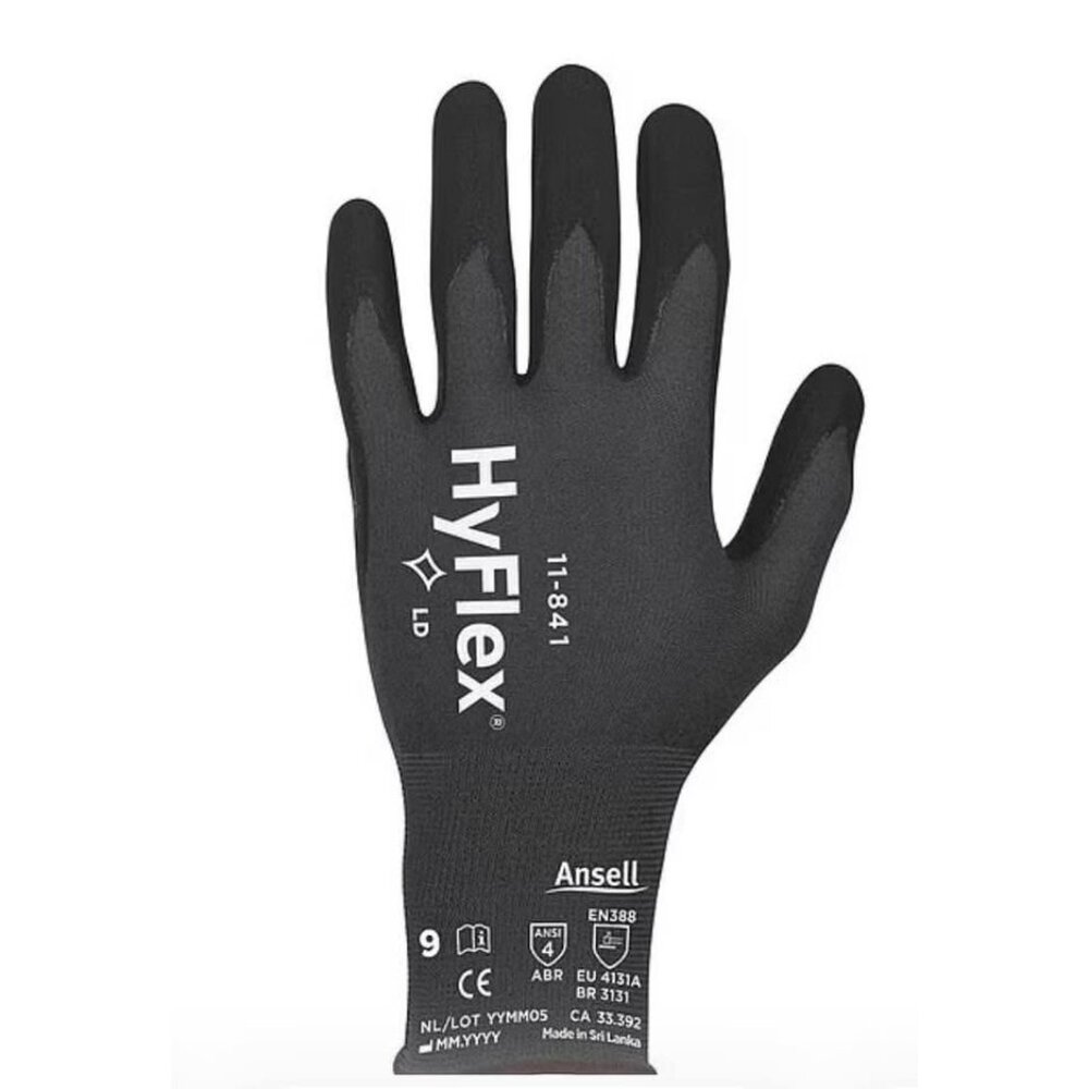 NEW! 24 Pairs of Ansell HyFlex 11-841 Foam Nitrile Grip Work Gloves - Size 9